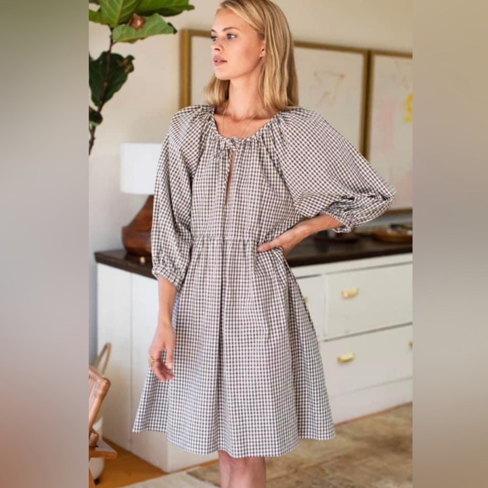 LIKE NEW Emerson Fry - Rakel Keyhole Dress - Coffee Gingham